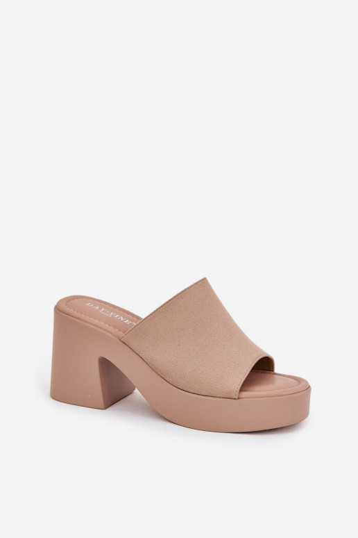 Dámské pantofle s podpatky a platformou khaki Omeisa Dámské pantofle s podpatky a platformou khaki Omeisa