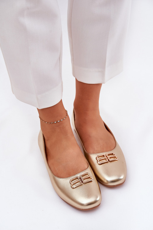 Elegantní styl baleríny  s ornamenty Vinceza 62206 zlaté barvy Elegantní styl baleríny  s ornamenty Vinceza 62206 zlaté barvy