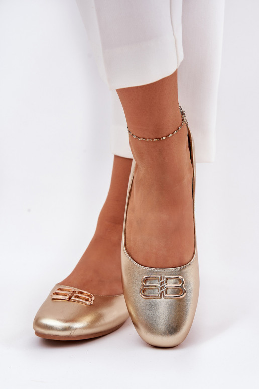 Elegantní styl baleríny  s ornamenty Vinceza 62206 zlaté barvy Elegantní styl baleríny  s ornamenty Vinceza 62206 zlaté barvy