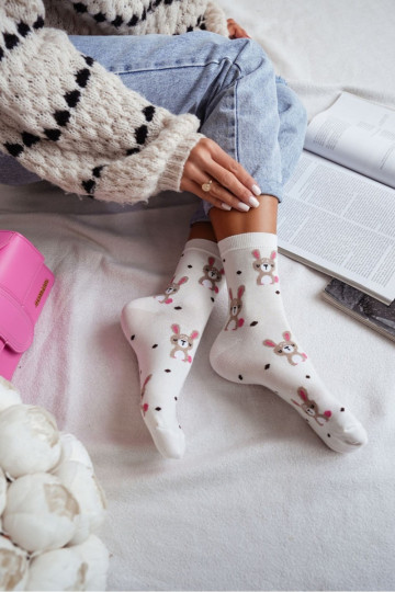 Ponožky Zajíčci i Kropki slonová kost