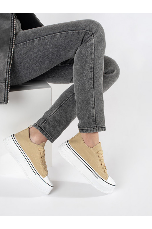 Sportovní béžové boty  s masivním podpatkem