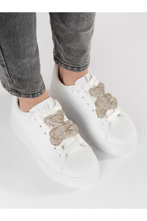 bílé Tenisky s platformou ozdobione misiem