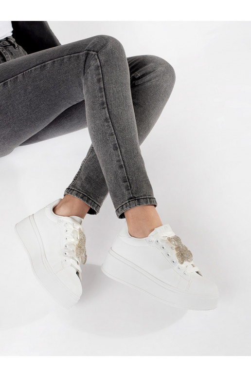 bílé Tenisky s platformou ozdobione misiem