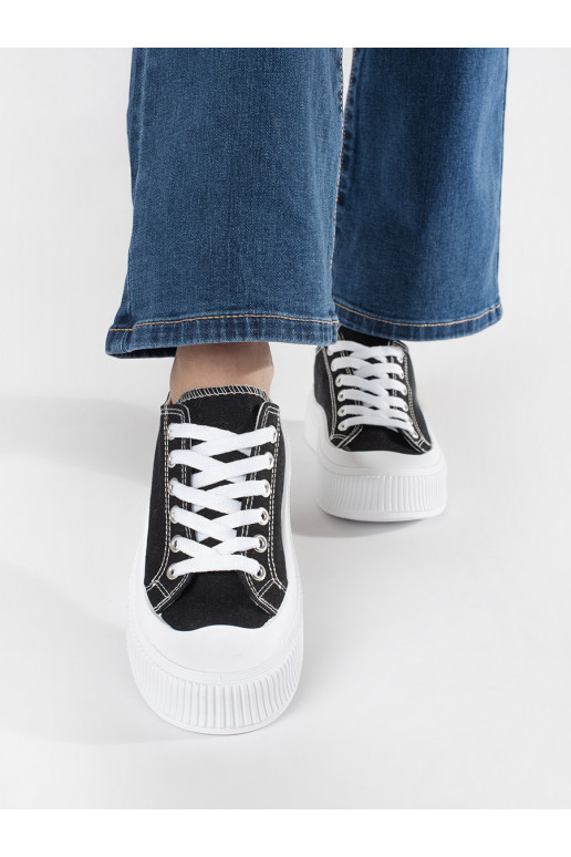Černé a-bílé Tenisky s masivním podpatkem