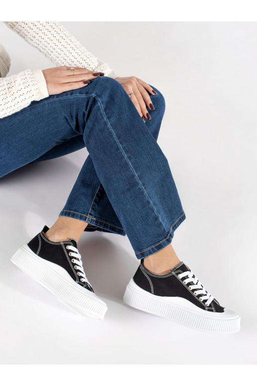 Černé a-bílé Tenisky s masivním podpatkem