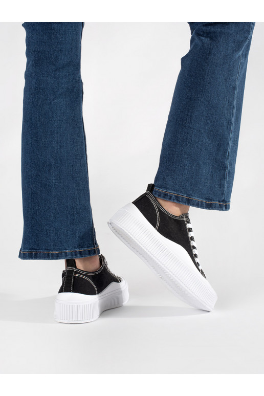 Černé a-bílé Tenisky s masivním podpatkem