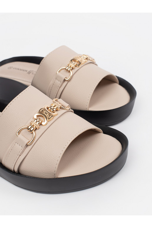 béžové Pantofle  s řetízkem