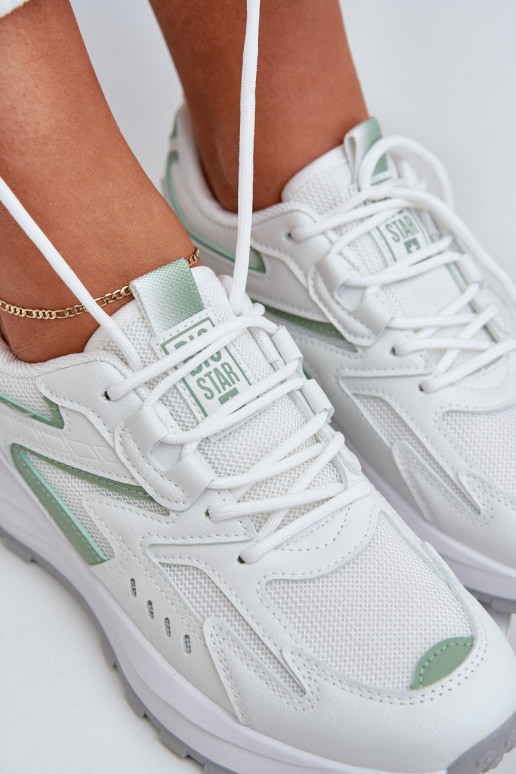 tenisky  Big Star NN274A095 HI-POLY SYSTEM Bílá-zelené tenisky  Big Star NN274A095 HI-POLY SYSTEM Bílá-zelené