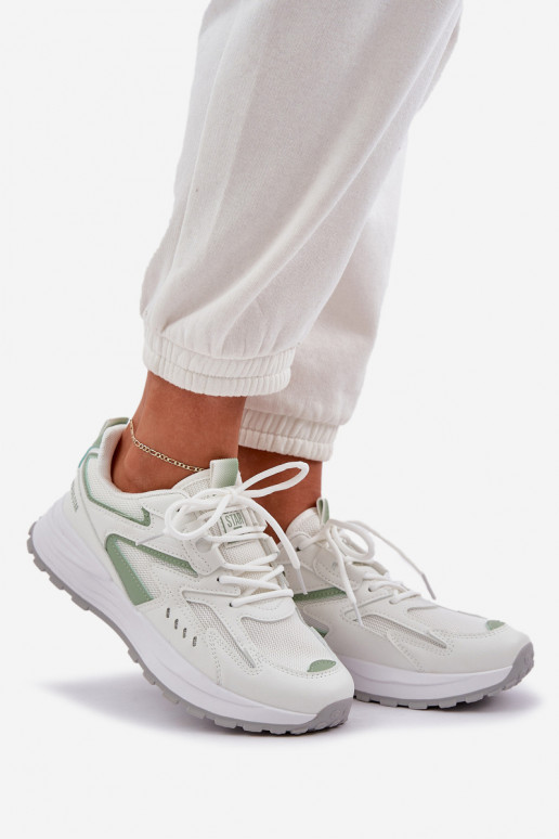 tenisky  Big Star NN274A095 HI-POLY SYSTEM Bílá-zelené tenisky  Big Star NN274A095 HI-POLY SYSTEM Bílá-zelené