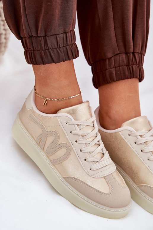 tenisky  z ekologické kůže zlaté-béžové Iladira  tenisky  z ekologické kůže zlaté-béžové Iladira