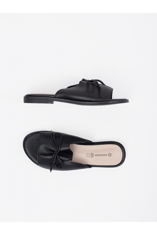 Černé Pantofle płaksie s mašlí