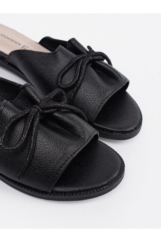 Černé Pantofle płaksie s mašlí