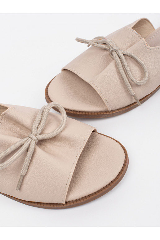 béžové Pantofle płaksie s mašlí