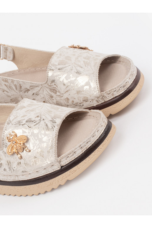 slonová kost sandály s platformou z przypinką