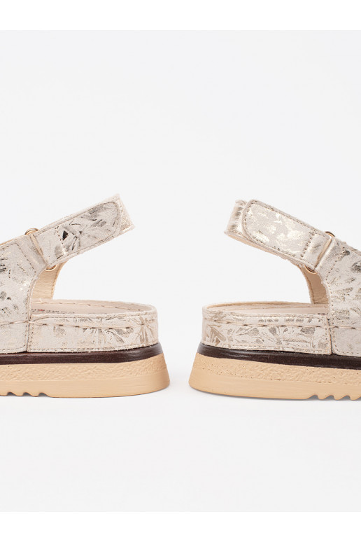 slonová kost sandály s platformou z przypinką