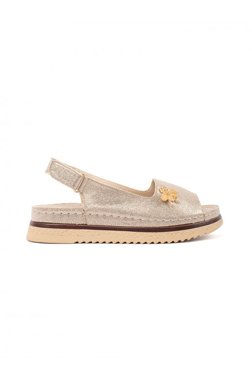 zlaté barvy sandály s platformou z przypinką