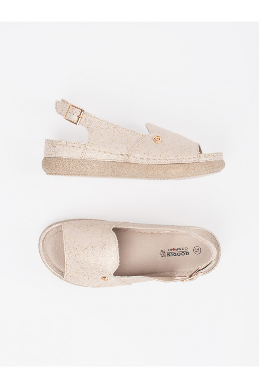 béžové sandály ze skórzaną wkładką