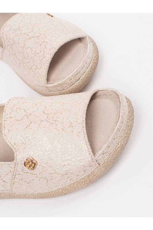 béžové sandály ze skórzaną wkładką