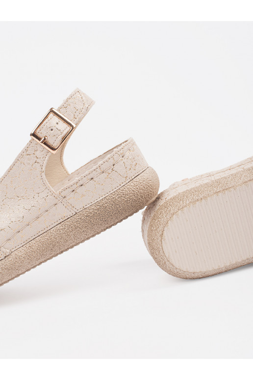 béžové sandály ze skórzaną wkładką