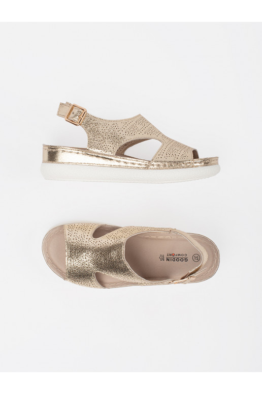 zlaté barvy sandály na j platformie