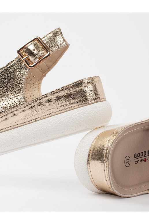 zlaté barvy sandály na j platformie