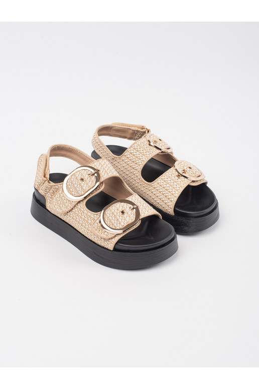 Žabky s platformou béžové-białą kratkę Žabky s platformou béžové-białą kratkę