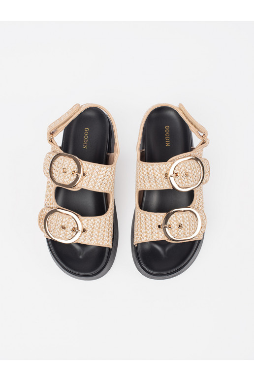 Žabky s platformou béžové-białą kratkę Žabky s platformou béžové-białą kratkę