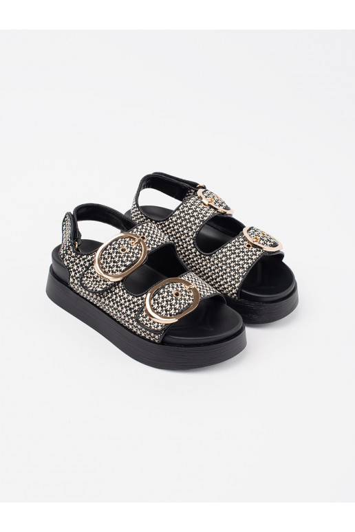 Žabky s platformou černá-białą kratkę