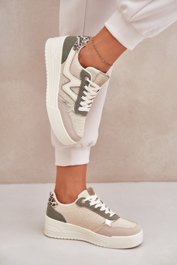 tenisky  s platformou se vzory leopardí kožešiny zelené Lorori