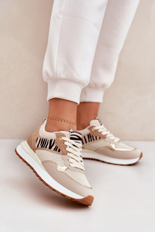 tenisky  s platformou Zebra béžové Davinara tenisky  s platformou Zebra béžové Davinara