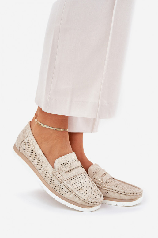 Dámské mokasíny z ekologické kůže zlaté barvy Bralithia Dámské mokasíny z ekologické kůže zlaté barvy Bralithia