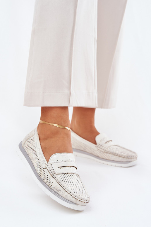 Dámské mokasíny z ekologické kůže stříbrné barvy Bralithia Dámské mokasíny z ekologické kůže stříbrné barvy Bralithia