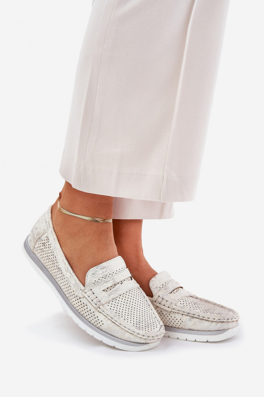 Dámské mokasíny z ekologické kůže stříbrné barvy Bralithia Dámské mokasíny z ekologické kůže stříbrné barvy Bralithia