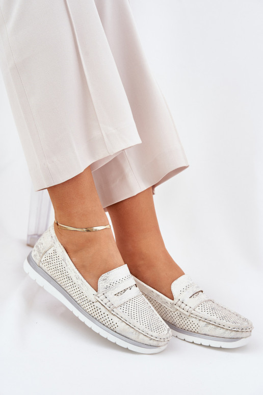 Dámské mokasíny z ekologické kůže stříbrné barvy Bralithia Dámské mokasíny z ekologické kůže stříbrné barvy Bralithia