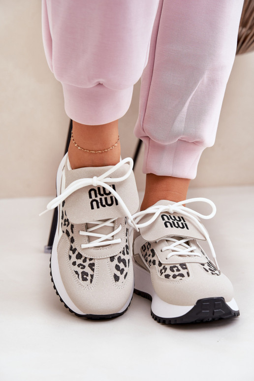 tenisky Tenisky  s platformou se vzory leopardí kožešiny Bílá-béžové Pumbes