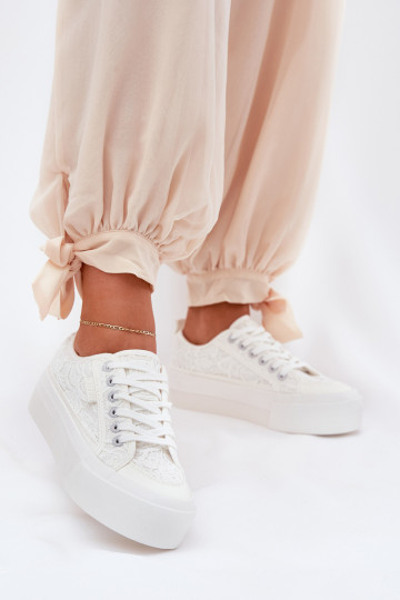 s krajkovými motivy Ležérní obuv Big Star RR274747 bílé 2