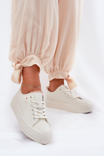 Ležérní obuv s platformou z ekologické kůže Big Star RR274A297 slonová kost