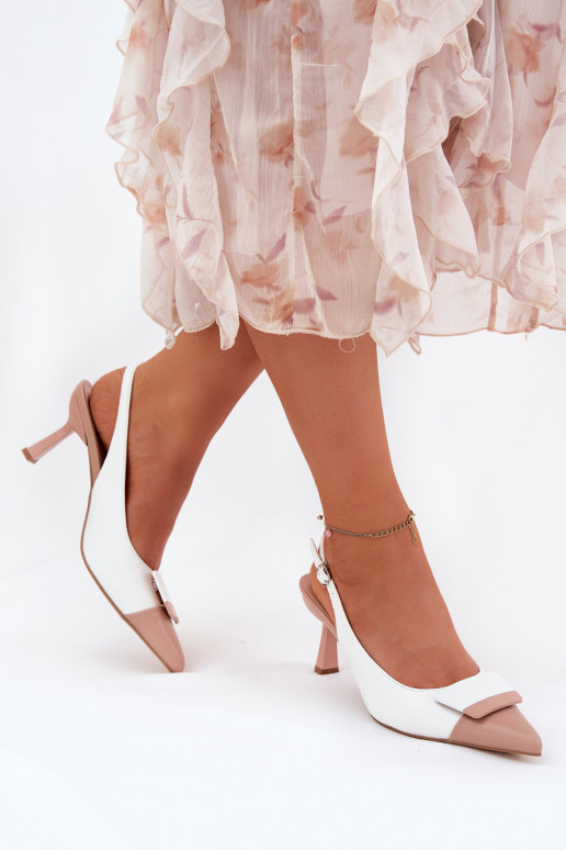 Elegantní styl Boty na vysokém podpatku s ornamenty Eko  bílé Ottoles Elegantní styl Boty na vysokém podpatku s ornamenty Eko  bílé Ottoles