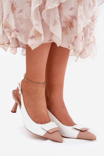 Elegantní styl Boty na vysokém podpatku s ornamenty Eko  bílé Ottoles 2