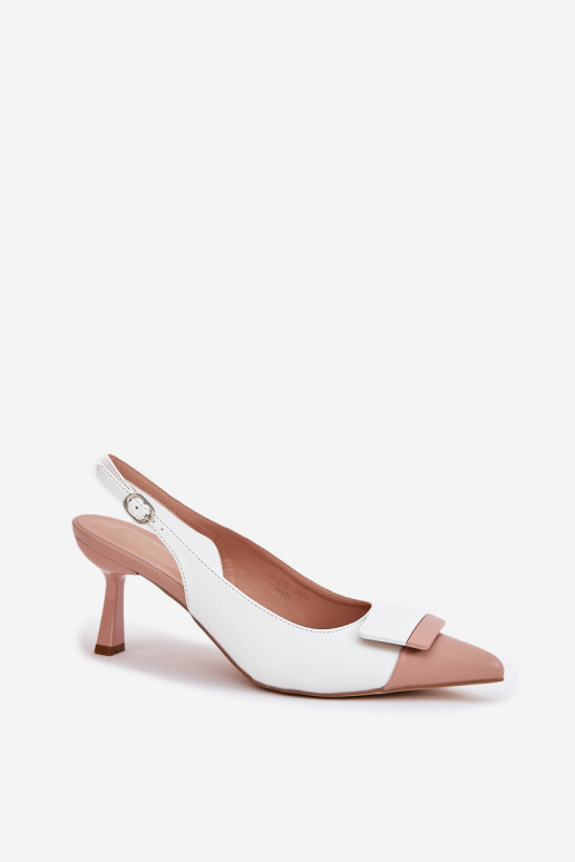 Elegantní styl Boty na vysokém podpatku s ornamenty Eko  bílé Ottoles Elegantní styl Boty na vysokém podpatku s ornamenty Eko  bílé Ottoles