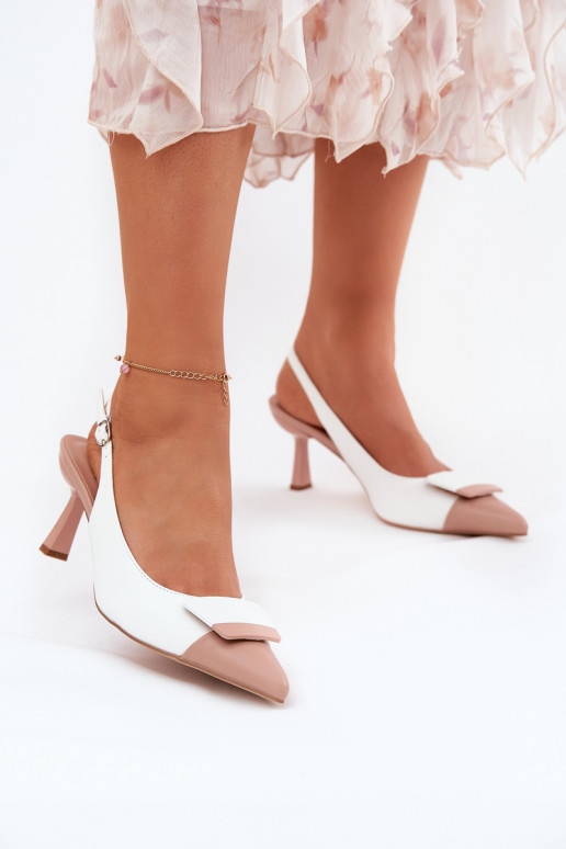 Elegantní styl Boty na vysokém podpatku s ornamenty Eko  bílé Ottoles Elegantní styl Boty na vysokém podpatku s ornamenty Eko  bílé Ottoles