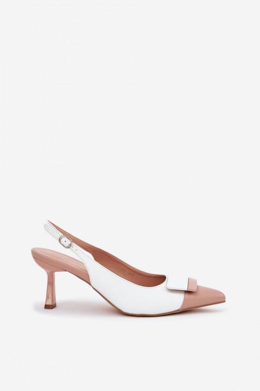 Elegantní styl Boty na vysokém podpatku s ornamenty Eko  bílé Ottoles Elegantní styl Boty na vysokém podpatku s ornamenty Eko  bílé Ottoles