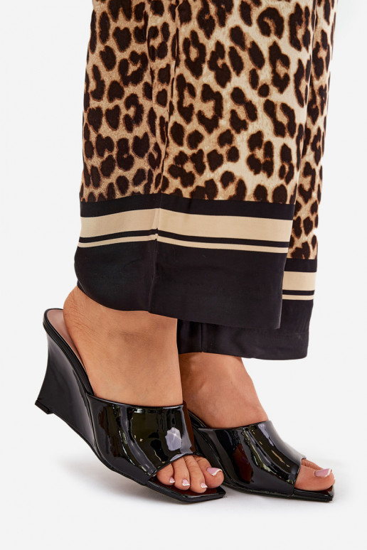 s efektem laku Dámské pantofle  Černé Nelithin s efektem laku Dámské pantofle  Černé Nelithin