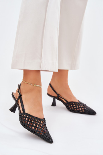 Boty na vysokém podpatku Ze Szpiczastym Noskiem I Odkrytą Piętą Černé Umirana