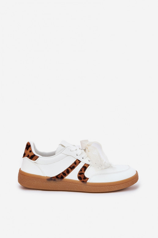  Tenisky  s krajkou se vzory leopardí kožešiny bílé Zielle