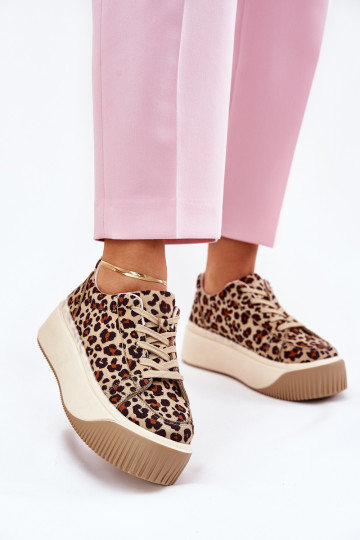 Tenisky s platformou se vzory leopardí kožešiny hnědá Tirvanis