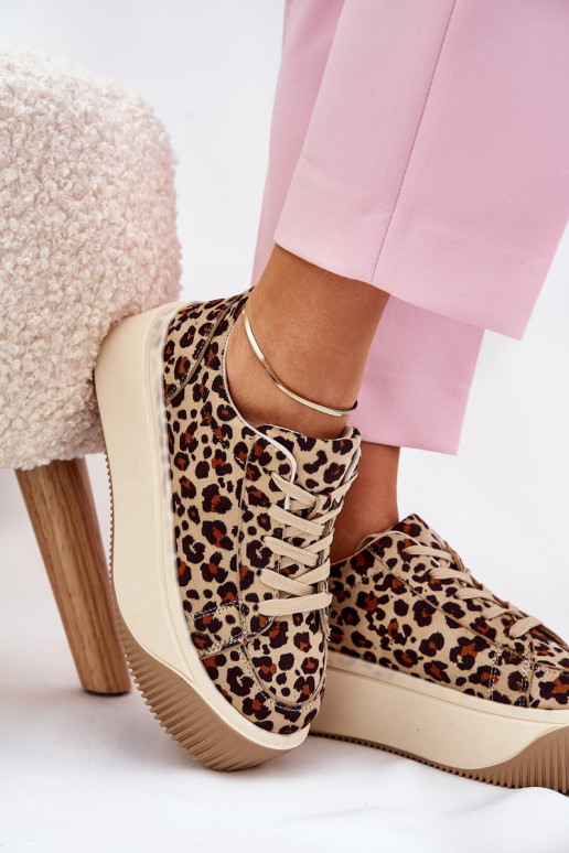 Tenisky s platformou se vzory leopardí kožešiny hnědá Tirvanis Tenisky s platformou se vzory leopardí kožešiny hnědá Tirvanis