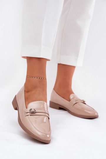 Lakované mokasíny  zdobené s přezkami béžové Mollan 2