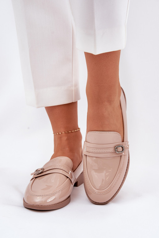 Lakované mokasíny  zdobené s přezkami béžové Mollan Lakované mokasíny  zdobené s přezkami béžové Mollan