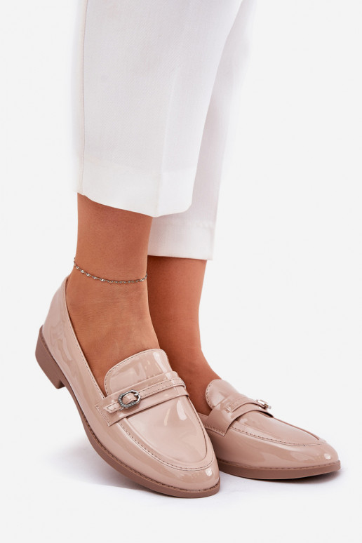 Lakované mokasíny  zdobené s přezkami béžové Mollan Lakované mokasíny  zdobené s přezkami béžové Mollan